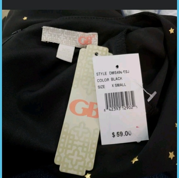 GIANNI BINI Sz XS star print black v-neck dress - Picture 5 of 8